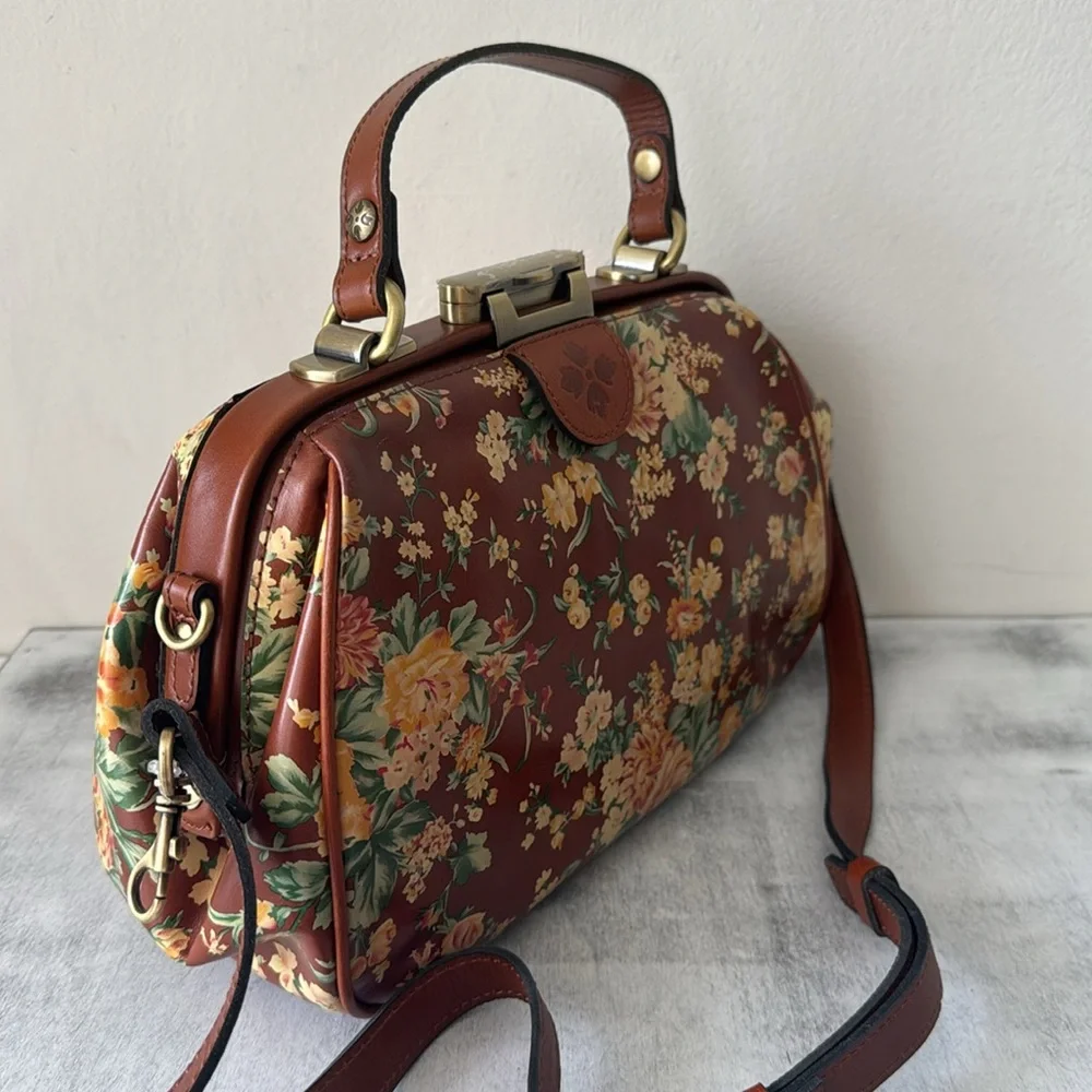 Patricia Nash Gracchi Frame Leather Botanical Vintage Garden Handbag Xbody